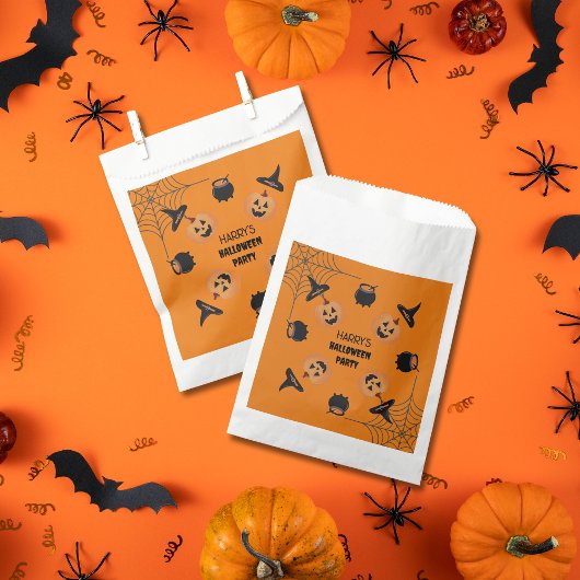 Sacs de Faveur Personnalisés Halloween orange et n