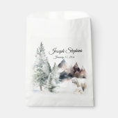 Sacs de Faveurs à l'Aquarelle de Forêt d'Hiver (Devant)