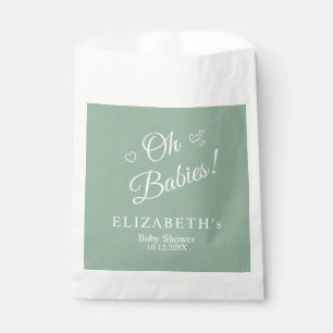 Sacs de Faveurs de Baby-Shower Jumeaux Vert Sauge