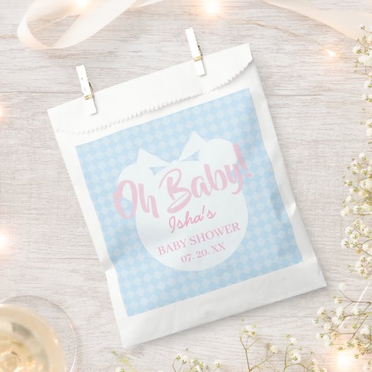 Sacs de faveurs de douche bébé ours bleu clair Oh (Coupé)