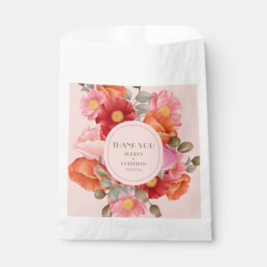 Sacs de Faveurs de Mariage à l'Aquarelle Rose Pâle (Devant)