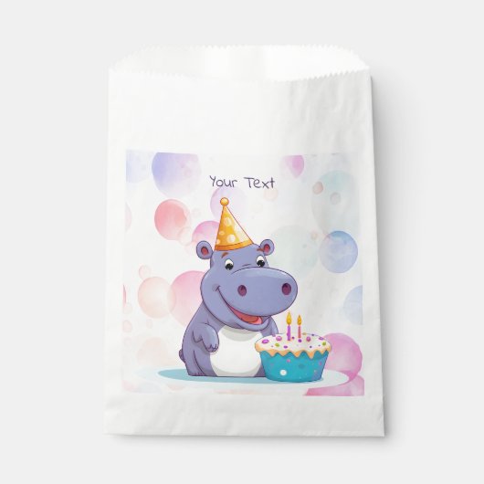 Sacs de Faveurs d'Hippopotame d'Anniversaire (Devant)