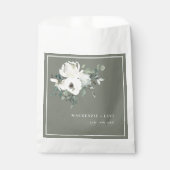Sacs de Faveurs Floraux Aquarelle Vert Olive Rusti (Devant)