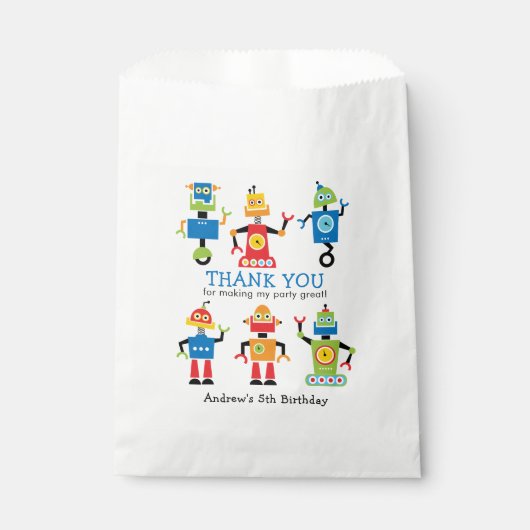 Sacs de fête d'anniversaire colorés pour robots (Devant)