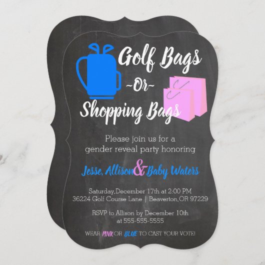 Sacs de golf ou Sacs de shopping Invitation (Devant / Derrière)
