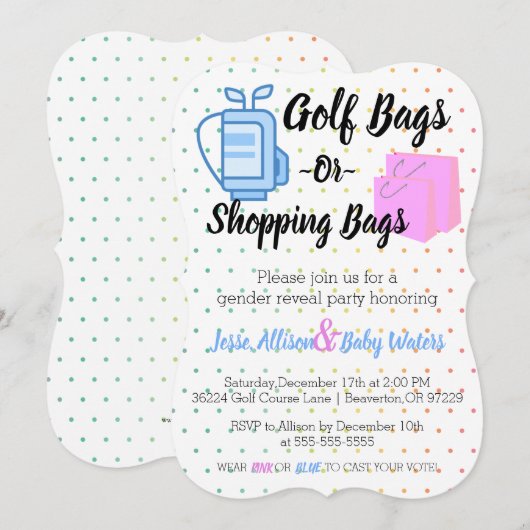 Sacs de golf ou Sacs de shopping Invitation (Devant / Derrière)