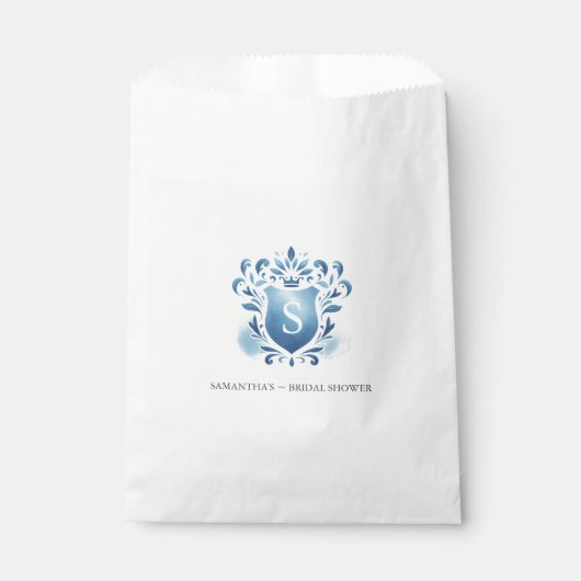 Sacs de mariage Favor Bleu Monogramme Crest (Devant)