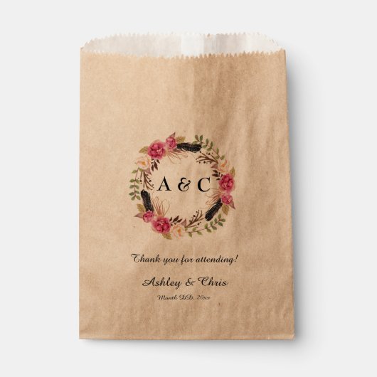 Sacs de mariage rustique Favor Boho Mariage Treat  (Devant)