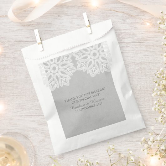 Sacs de préférence Dentelle Gris Élégant (Coupé)