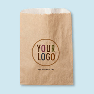 Sacs en papier Brown Kraft petit plat avec logo pe