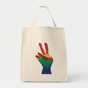 Sacs en toile à panneau de paix arc-en-ciel Abstra