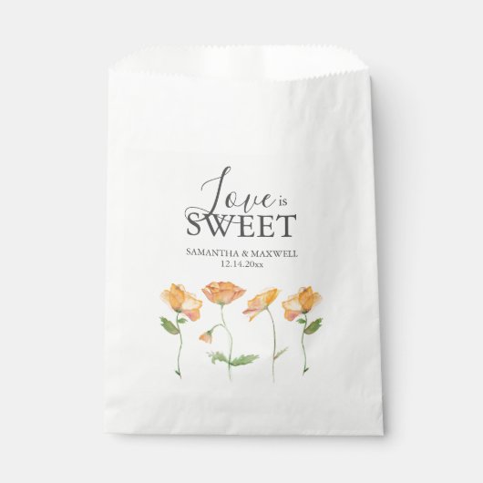 Sacs Favor de mariage Orange Florals (Devant)