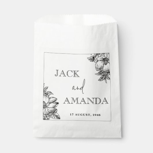 Sacs Fleur Noir et Blanc Classique Mariage Faveur (Devant)