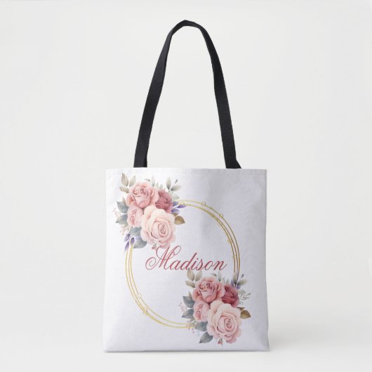 Sacs fourre-tout de couronnes florales roses (Devant)