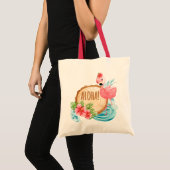sacs fourre-tout de plage girly flamingo nom perso (Devant (produit))