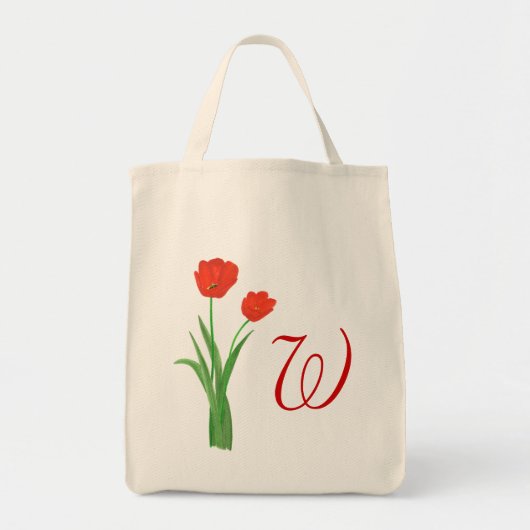 Sacs fourre-tout Mariages Monogrammes, Tulipes rou (Devant)