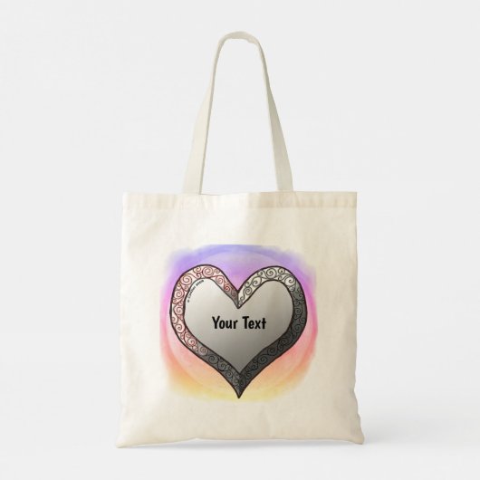 Sacs fourre-tout personnalisés Silver Bevel Heart (Dos)