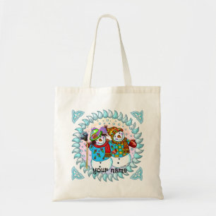Sacs fourre-tout pour couple de bonhomme de neige,