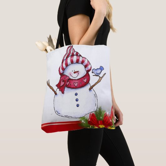 Sacs fourre-tout pour femmes de Noël, Snowman (De près)
