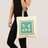Sacs fourre-tout turquoise bleu à monogramme pour (Devant (produit))