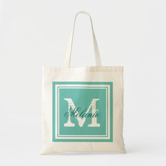 Sacs fourre-tout turquoise bleu à monogramme pour (Devant)