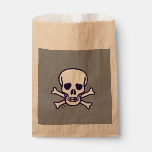 Sacs kraft gris Crâne et Os pour cadeaux