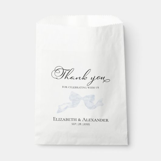 Sacs Merci mariage préféré | Bow bleu foncé (Devant)