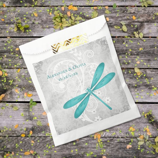 Sacs préférés de mariage de libellules turquoises