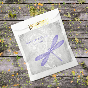 Sacs préférés de mariage de libellules violettes