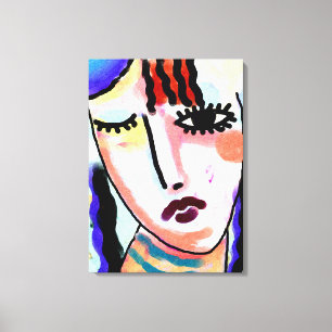 Sad Abstract digitaal portret van een vrouw Canvas Afdruk