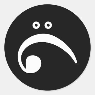 Sad Bass Clef Ronde Sticker