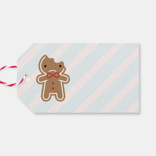 Sad Bitten Kawaii Gingerbrood Man Cadeaulabel (Achterkant Horizontaal)