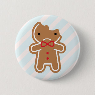 Sad Bitten Kawaii Gingerbrood Man Ronde Button 5,7 Cm