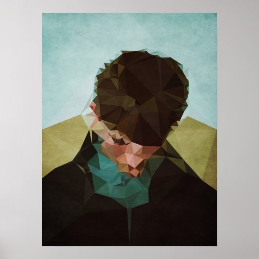 Sad Boy - Kubistika van Boris Draschoff Poster (Voorkant)