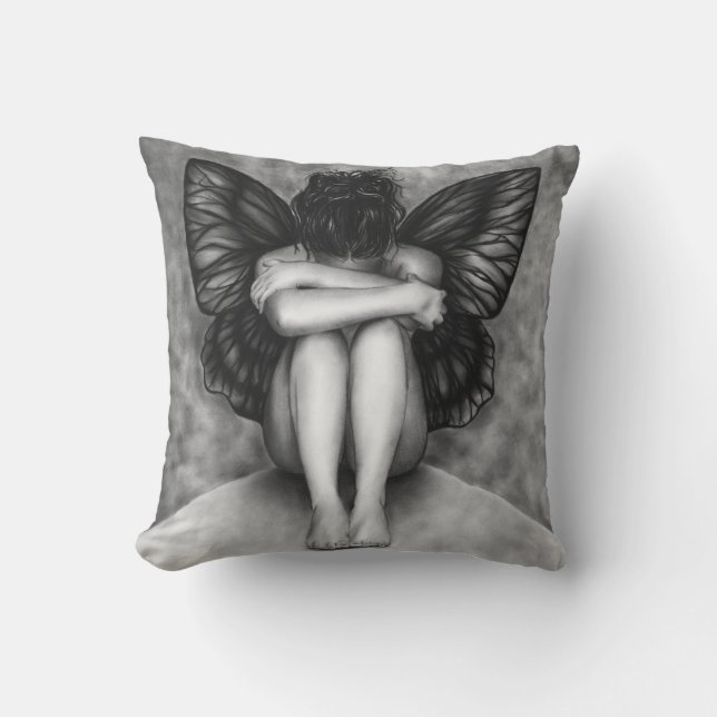 Sad Butterfly Girl Pillow Kussen (Voorkant)