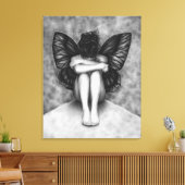 Sad Butterfly Meisje Canvas Print (Insitu (Woonkamer))