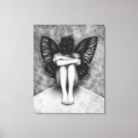 Sad Butterfly Meisje Canvas Print (Voorkant)