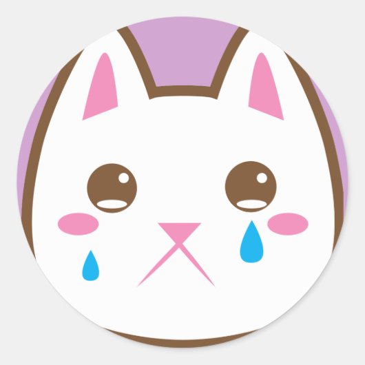 SAD CAT RONDE STICKER (Voorkant)