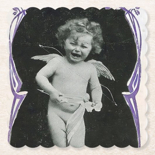 Sad Cherub Angel Print Kartonnen Onderzetters (Voorkant)