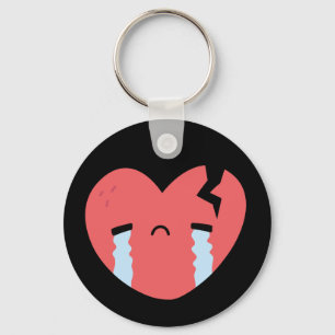 Sad Crying Broken Heart Face Emoji Black Sleutelhanger