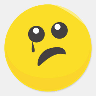 Sad Crying Cute Face Ronde Sticker
