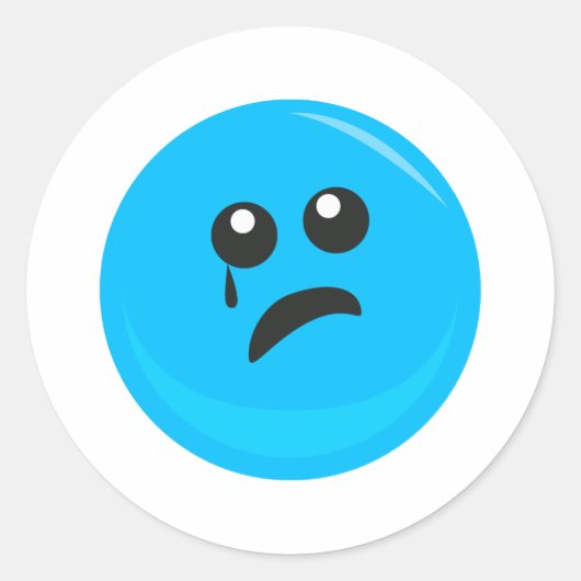 Sad Crying Cute Face Ronde Sticker (Voorkant)