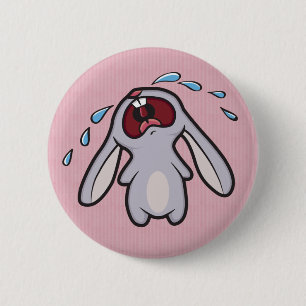 Sad Crying Rabbit   Bawling Bunny Ronde Button 5,7 Cm