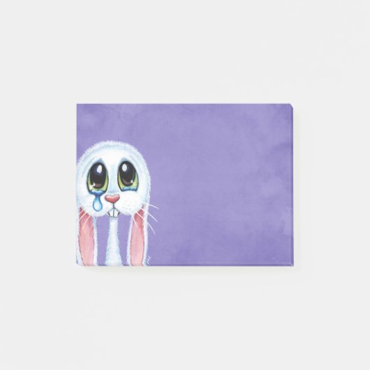 Sad Crying White Rabbit Illustration Post-it® Notes (Voorkant)