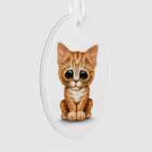 Sad Cute Oranje Tabby Kitten Cat White Ornament (voorkant)