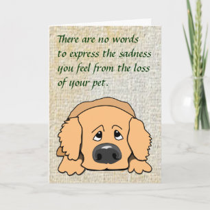 Sad Dog Cartoon Pet Sympathy Card voor Verlies van Kaart