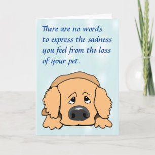 Sad Dog Cartoon Pet Sympathy Card voor Verlies van Kaart