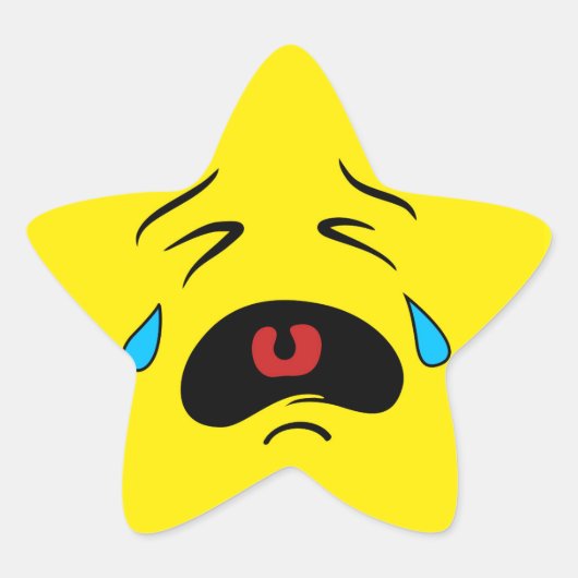 Sad Face Emoji Ster Sticker (Voorkant)