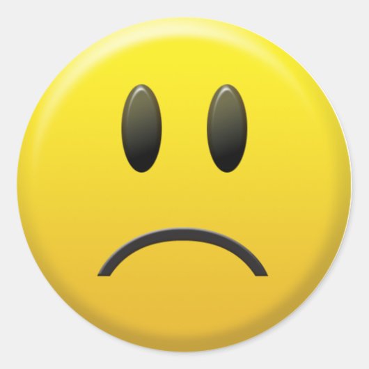 Sad Face Ronde Sticker (Voorkant)