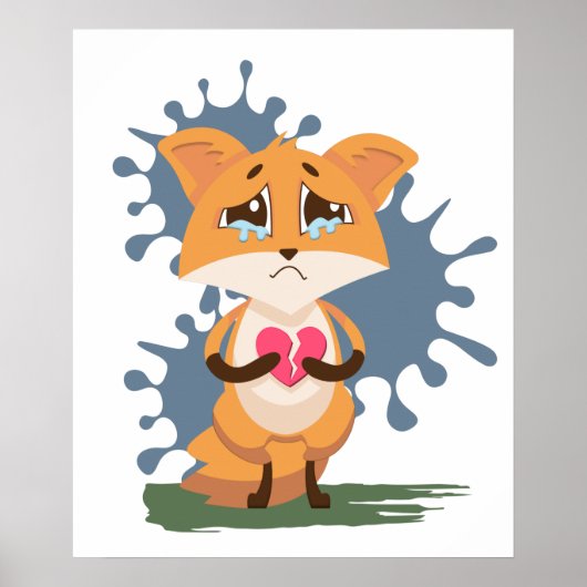 Sad Fox met een gebroken hart Poster (Voorkant)